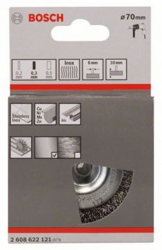 Щетка дисковая из витой нержавеющей проволоки Bosch Ø 70x10x0.3 мм