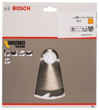 Пильный диск Bosch Construct Wood 190х30, Z12