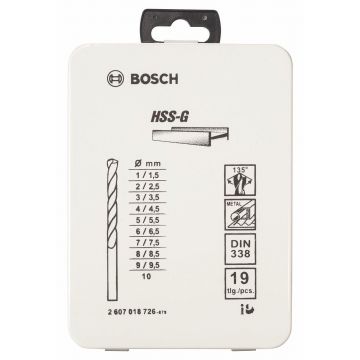 Набор сверл по металлу Bosch HSS-G, 19 шт