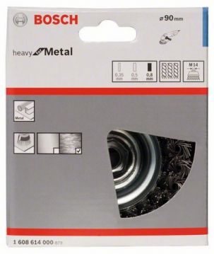 Щетка чашечная из стальной проволоки Bosch Heavy for Metal Ø 90x0.8 мм