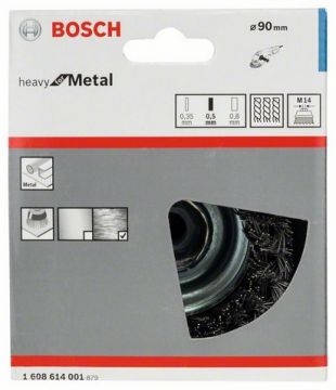 Щетка чашечная из стальной проволоки Bosch Heavy for Metal Ø 90x0.5 мм