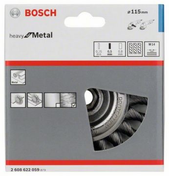 Щетка дисковая из стальной проволоки Bosch Heavy for Metal Ø 115x0.5 мм