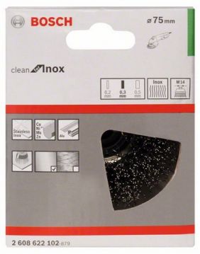 Щетка чашечная из нержавеющей стальной проволоки Bosch Clean for Inox Ø 75x0.3 мм