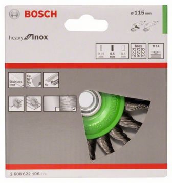Щетка дисковая из нержавеющей стальной проволоки Bosch Heavy for Inox Ø 115x0.5 мм