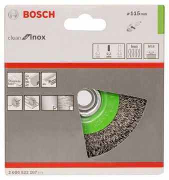 Щетка дисковая из нержавеющей стальной проволоки Bosch Clean for Inox Ø 115x0.3 мм