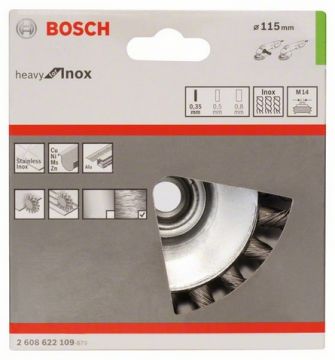 Щетка конусная из нержавеющей стальной проволоки Bosch Heavy for Inox Ø 115x0.35 мм