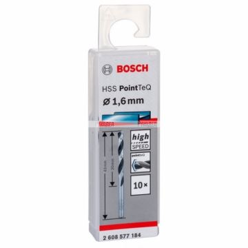 Сверло по металлу Bosch HSS-PointTeQ 1,6 x 43 мм, 10 шт