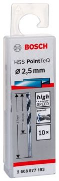 Сверло по металлу Bosch HSS-PointTeQ 2,5 x 57 мм, 10 шт