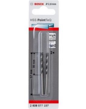 Сверло по металлу Bosch HSS-PointTeQ 2,6 x 57 мм, 2 шт