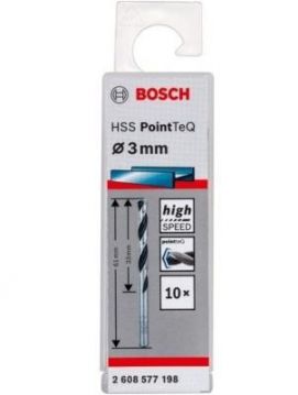 Сверло по металлу Bosch HSS-PointTeQ 3 x 61 мм, 10 шт