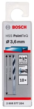Сверло по металлу Bosch HSS-PointTeQ 3,6 x 70 мм, 10 шт