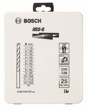 Набор сверл по металлу Bosch HSS-G, 25 шт