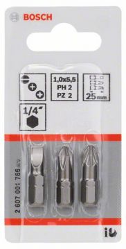 Набор бит Bosch Extra-Hart PH2/PZ2/S1.0x5.5, 3 шт