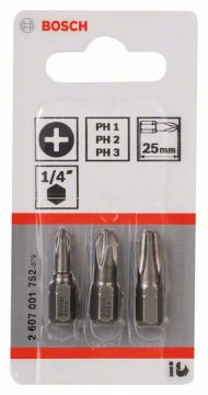 Набор бит Bosch Extra-Hart PH1/PH2/PH3 x 25 мм, 3 шт