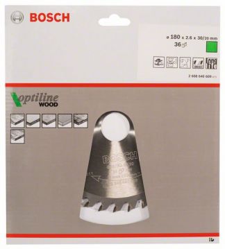 Пильный диск Bosch Optiline Wood 180 x 30/20, Z36
