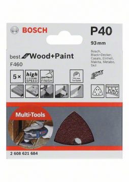 Шлифлист Bosch Best for Wood and Paint 93 мм, P 40, 5 шт