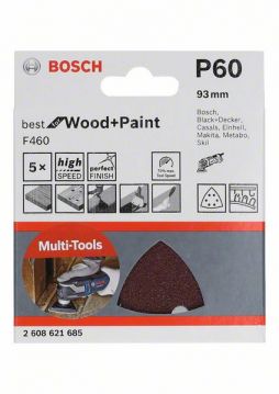 Шлифлист Bosch Best for Wood and Paint 93 мм, P 60, 5 шт