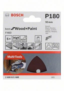 Шлифлист Bosch Best for Wood and Paint 93 мм, P 180, 5 шт