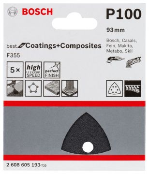 Шлифлист Bosch Best for Coatings and Composites 93 мм, P 100, 5 шт