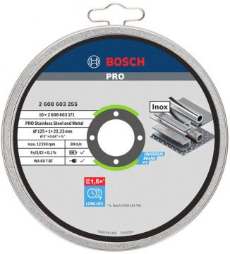 Отрезной круг Bosch PRO Stainless Steel and Metal 125x1 мм, WA 60 T BF, 10 шт