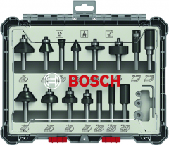 Набор твердосплавных фрез Bosch с хвостовиком Ø 8 мм, 15 шт