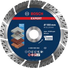 Алмазный отрезной круг универсальный Bosch EXPERT MultiMaterial 180x22.23x2.4x12 мм